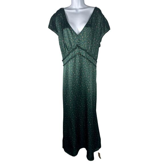 NWT Reformation Kaye Silk Dress Maxi Coriander Fairy Green Floral Sz 22 Babydoll - Picture 3 of 16